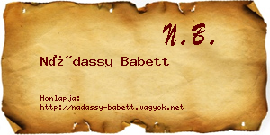 Nádassy Babett névjegykártya